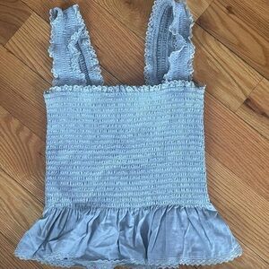 Reformation Light Blue Smocked Camisole